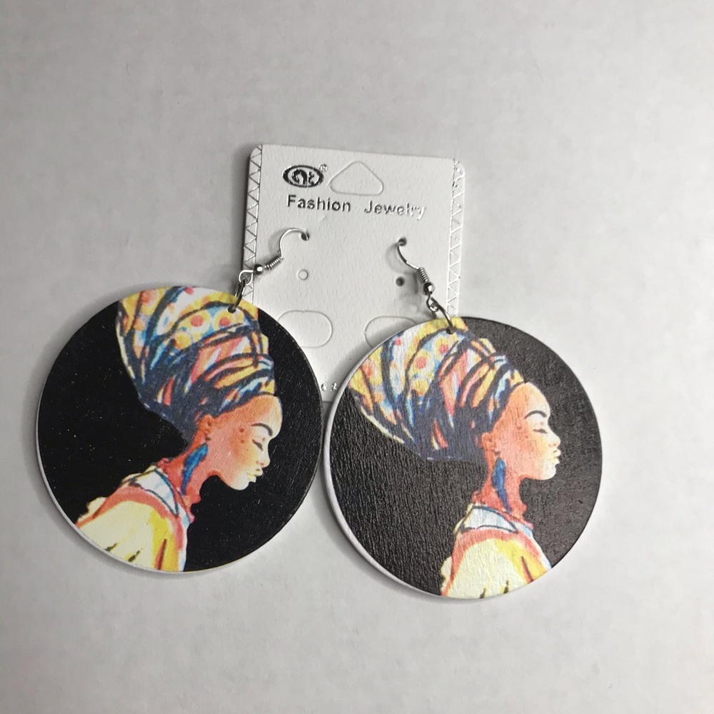 Black African Style Wooden Earrings...